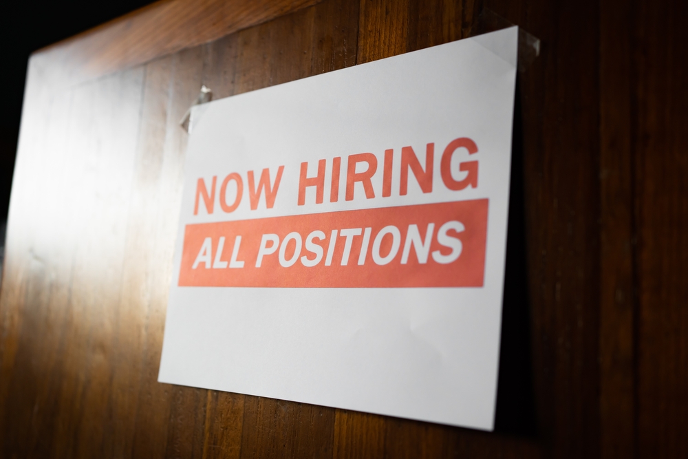 Hiring Sign on door