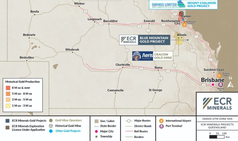 Map showing Blue Mountain project location