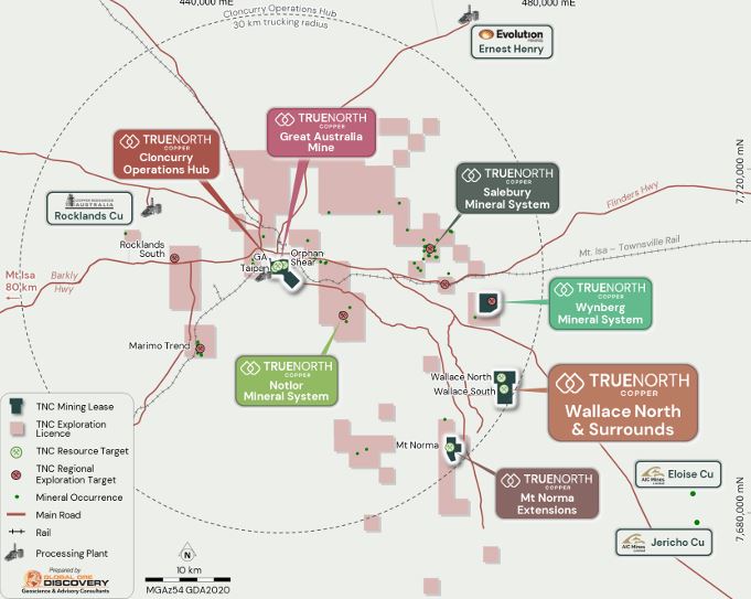 Location of the Wallace North Project within the Cloncurry Copper Project (CCP).